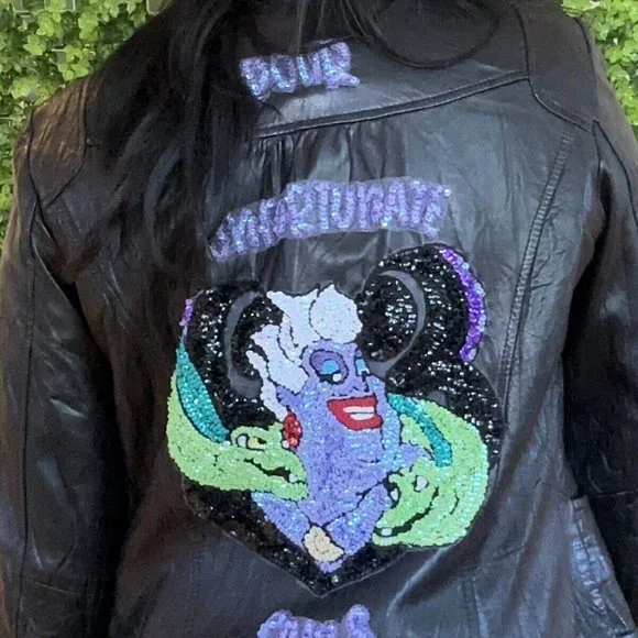 Handmade Upcycled Disney Leather Jacket sz M - Picture 4 of 7